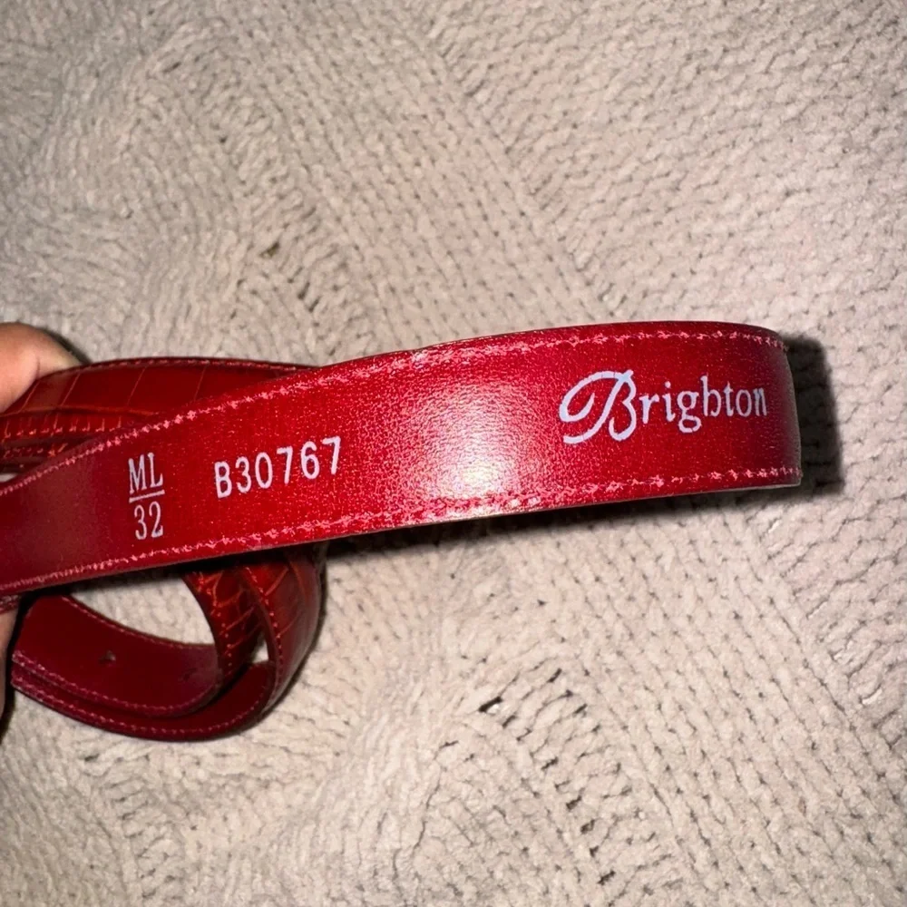 Brighton Red Leather Belt with Silver Accents